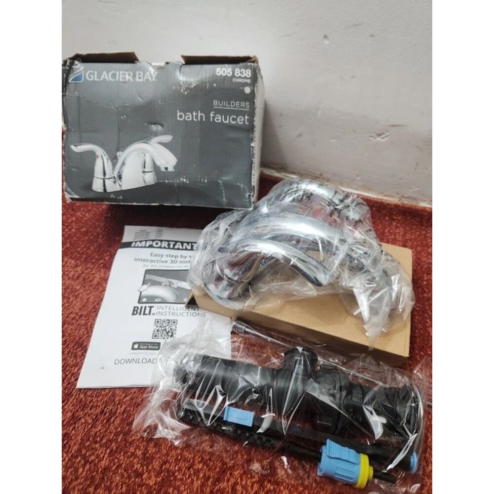 Glacier Bay Builders 4 In Centerset 2 Handle Bath Faucet Chrome HD67091W 6B01